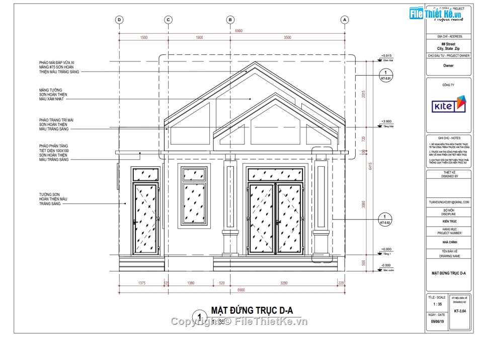 Hồ sơ thiết kế Revit kiến trúc nhà cấp 4 mái thái có giếng trời ...