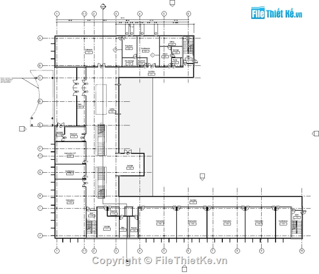 văn phòng 53x65m,thiết kế văn phòng,thiết kế sơ bộ văn phòng,bản vẽ revit,công trình revit