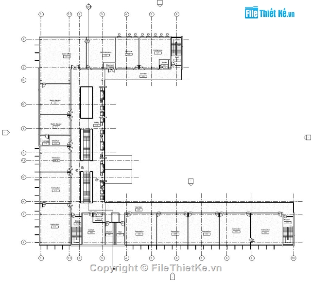 văn phòng 53x65m,thiết kế văn phòng,thiết kế sơ bộ văn phòng,bản vẽ revit,công trình revit