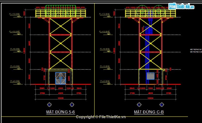 tháp nước bằng thép,tháp nước 50m3,tháp nước bằng thép file cad,tháp nước bằng thép 50m3