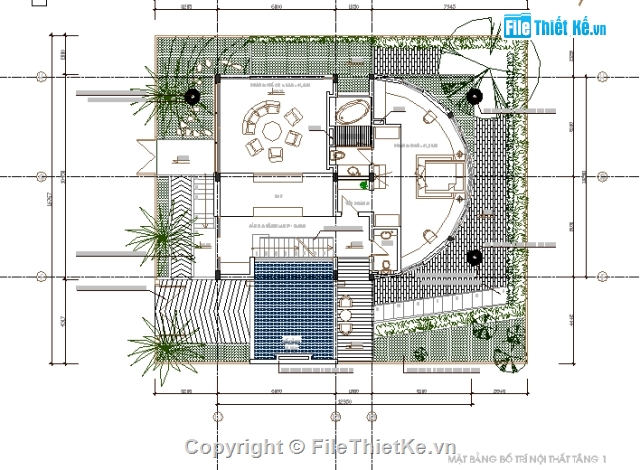 Biệt thự,bản vẽ biệt thự,bản vẽ thi công nhà,17x19m,biệt thự 17x19m,hồ sơ thiết kế nhà