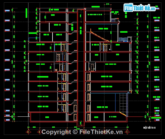 kiến trúc khách sạn,file cad khách sạn 9 tầng,khách sạn 9x32m,bản vẽ khách sạn 9 tầng