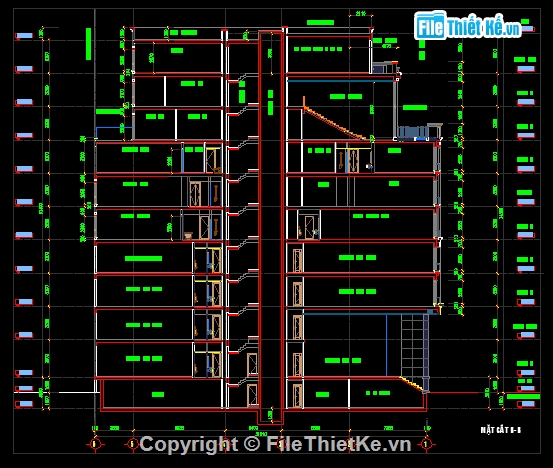 kiến trúc khách sạn,file cad khách sạn 9 tầng,khách sạn 9x32m,bản vẽ khách sạn 9 tầng