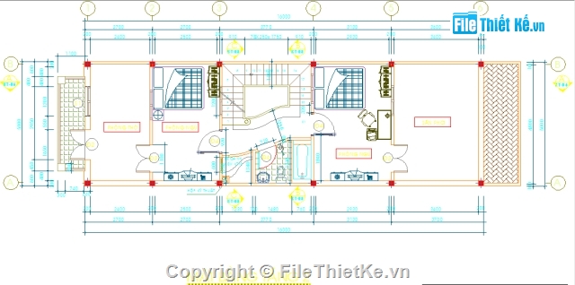 thiết kế nhà ở,nhà 2 tầng,hồ sơ thiết kế thi công,mặt tiền 5m,5x16m,bản vẽ nhà phố