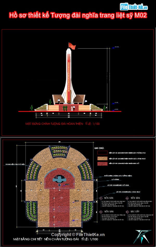 hồ sơ thiết kế tượng đài,tượng đài,file cad tượng đài