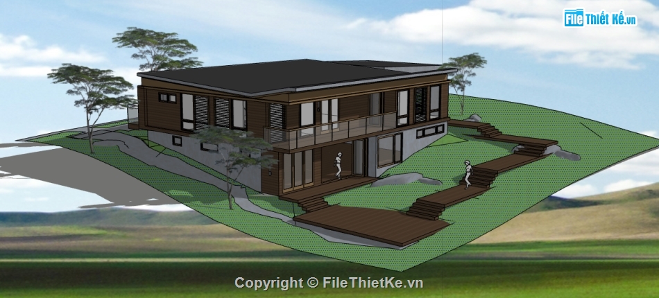 dựng model su homestay 2 tầng,thiết kế homestay file sketchup,homestay hiện đại dựng 3d su