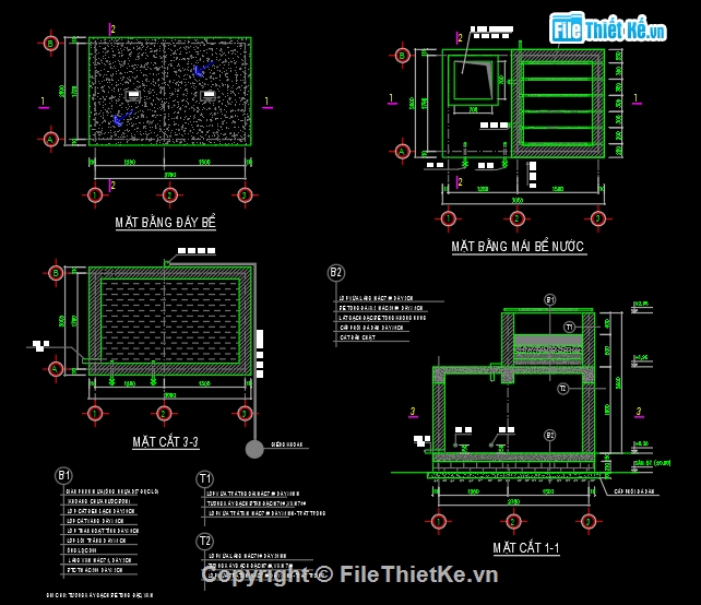 Bể lọc nước,bể nước,kết cấu bể nước,bể nước file cad