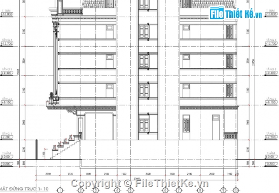 khách sạn tân cổ điển 5 tầng,khách sạn 5 tầng,cad khách sạn 5 tầng
