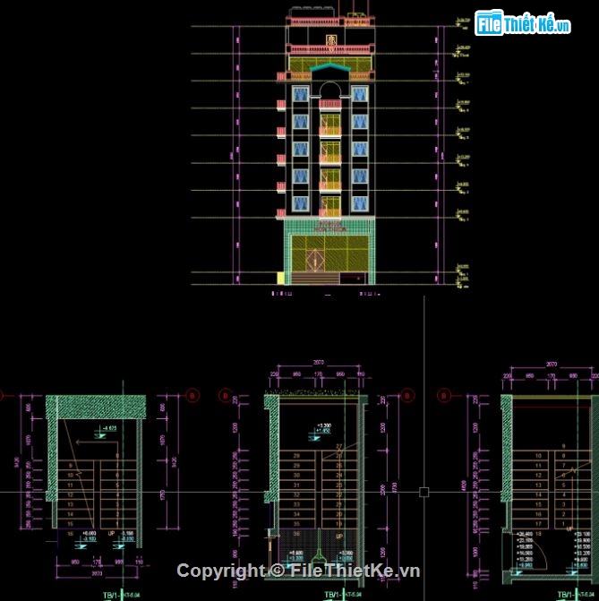 khách sạn 7 tầng,cad khách sạn,bản vẽ khách sạn 7 tầng,autocad khách sạn