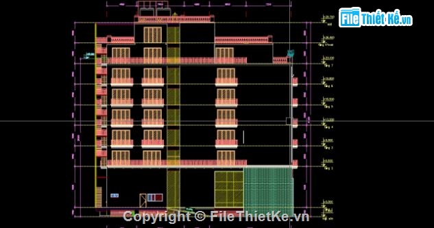 khách sạn 7 tầng,cad khách sạn,bản vẽ khách sạn 7 tầng,autocad khách sạn