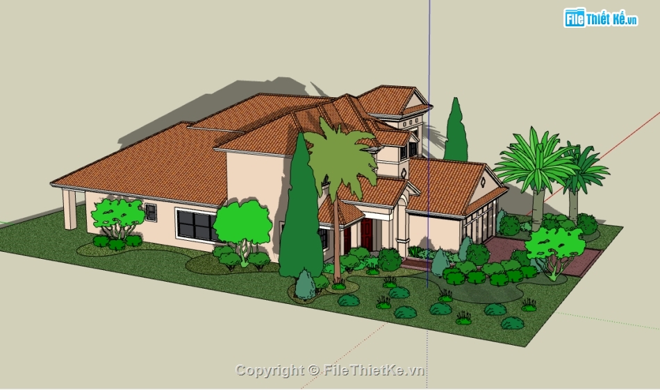 khu biệt thự dựng model su,file sketchup dựng nhà biệt thự,thiết kế biệt thự 2 tầng trên sketchup