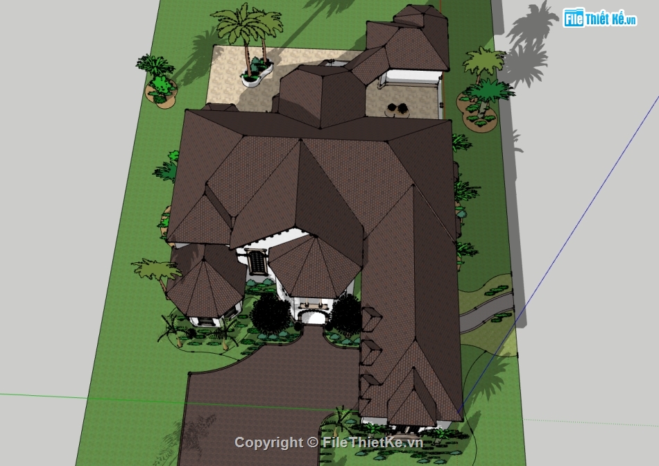 nhà biệt thự 2 tầng file sketchup,biệt thự 2 tầng dựng sketchup,thiết kế biệt thự 2 tầng hiện đại,file su biệt thự mái nhật 2 tầng