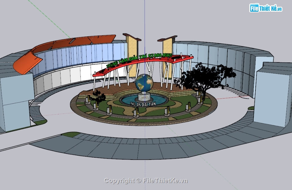 công viên Phú An Đại Tân,sketchup công viên giải trí,công viên địa cầu file Su,thiết kế sketchup công viên,khuôn viên trung tâm giải trí