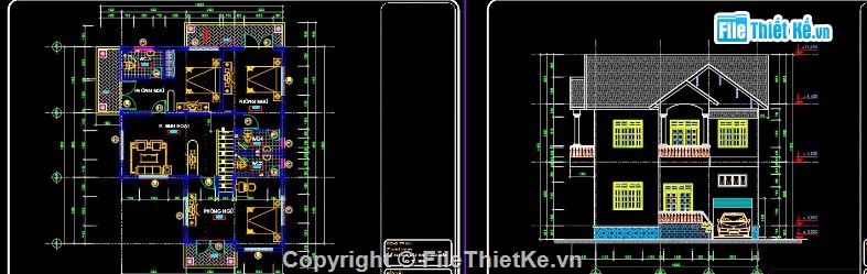 File cad biệt thự 2 tầng,autocad biệt thự 2 tầng,biệt thự 2 tầng,biệt thự 2 tầng rưỡi