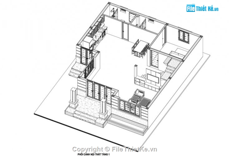 biệt thự 2 tầng,kiến trúc biệt thự,biệt thự revit