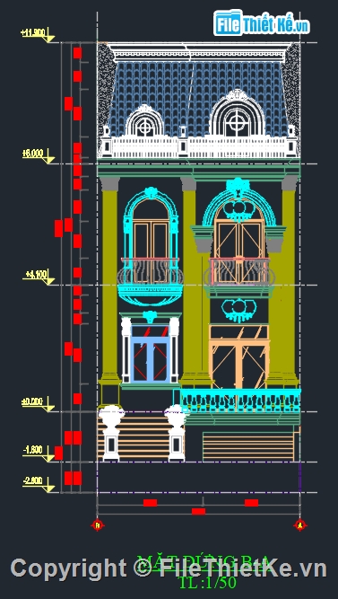 biệt thự tân cổ,kiến trúc biệt thự tân cổ điển,Kiến trúc,bản vẽ autocad