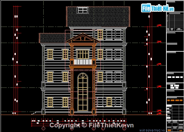 Biệt thự song lập có ảnh phối cảnh,biệt thự song lập,bản vẽ autocad biệt thự 3 tầng,biệt thự song lập 6.79x13.57m