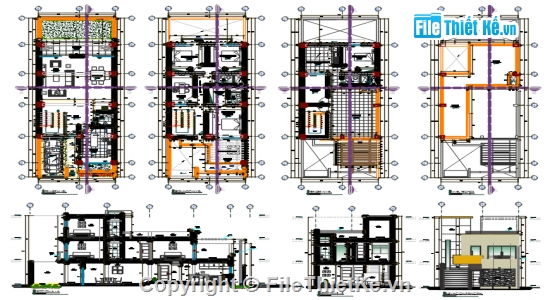 cad nhà mái bằng,cad nhà đẹp,kiến trúc mái bằng