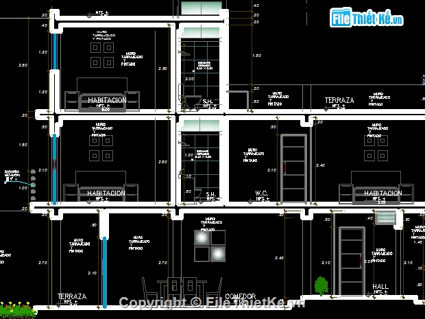 cad nhà mái bằng,cad nhà đẹp,kiến trúc mái bằng