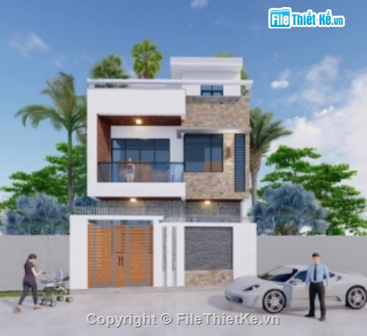 Kiến trúc nhà phố,bản vẽ nhà phố,nhà phố hiện đại
