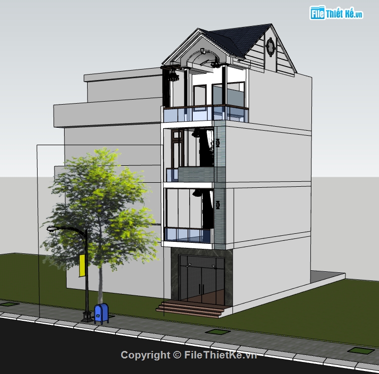 nhà phố 4 tầng file cad,full hồ sơ thiết kế nhà phố,sketchup nhà phố 4 tầng,bản vẽ thiết kế nhà phố 4 tầng 4.5x12m