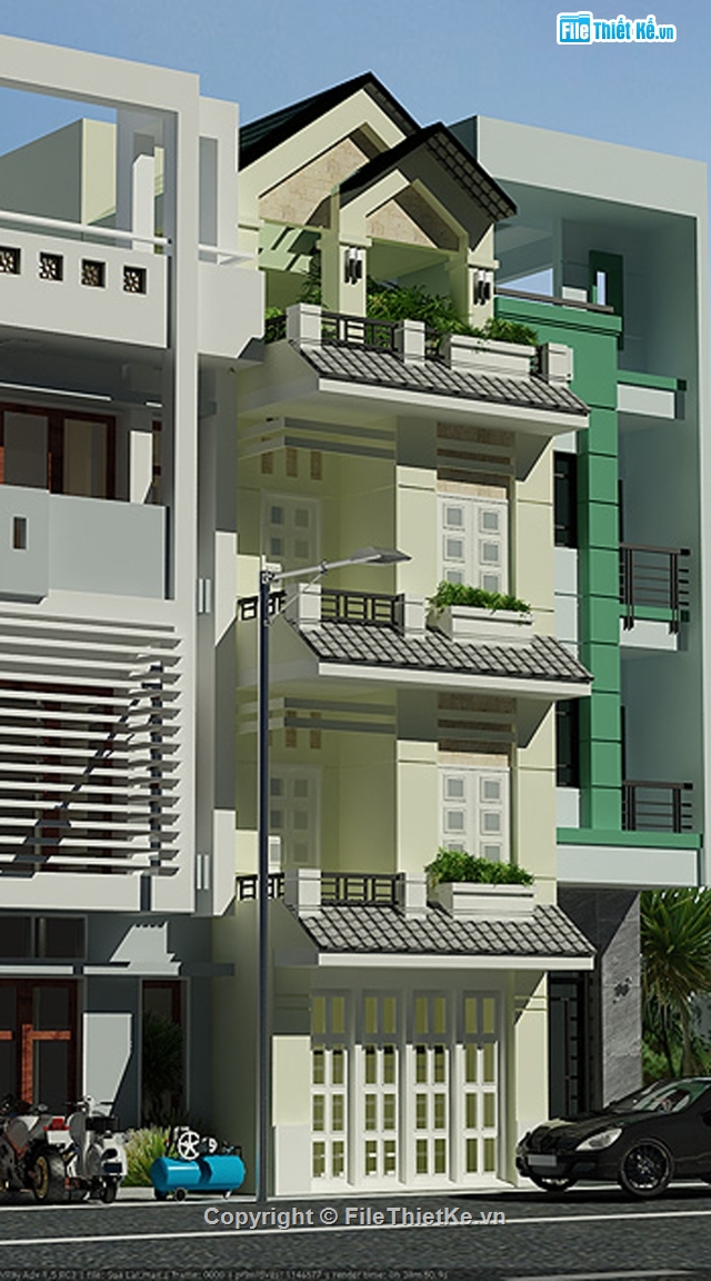 Nhà phố 4 tầng,4 tầng,phối cảnh,Kiến trúc,Nhà phố
