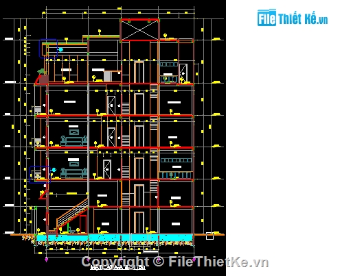 File cad,mặt bằng,file cad mặt bằng,Nhà lầu 4x17.3m,mặt cắt ngang,Kiến trúc Nhà Phố