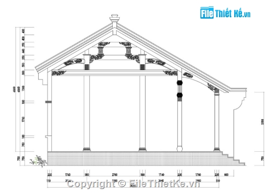 cad nhà thờ họ 5 gian,file cad nhà thờ họ 5 gian,nhà thờ họ 5 gian