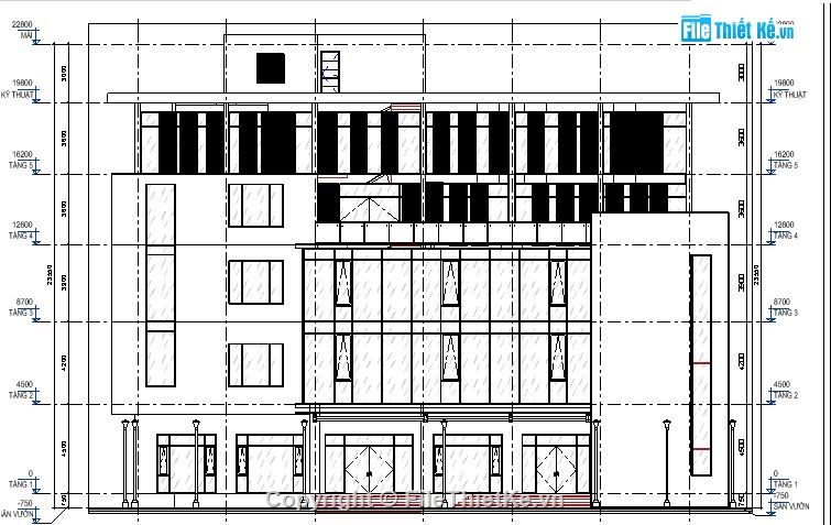 Bản vẽ tòa nhà 5 tầng,thiết kế nhà khách,Kiến trúc tòa nhà,nhà 5 tầng 18x28m,5 tầng 18x28m,File cad tòa nhà 5 tầng