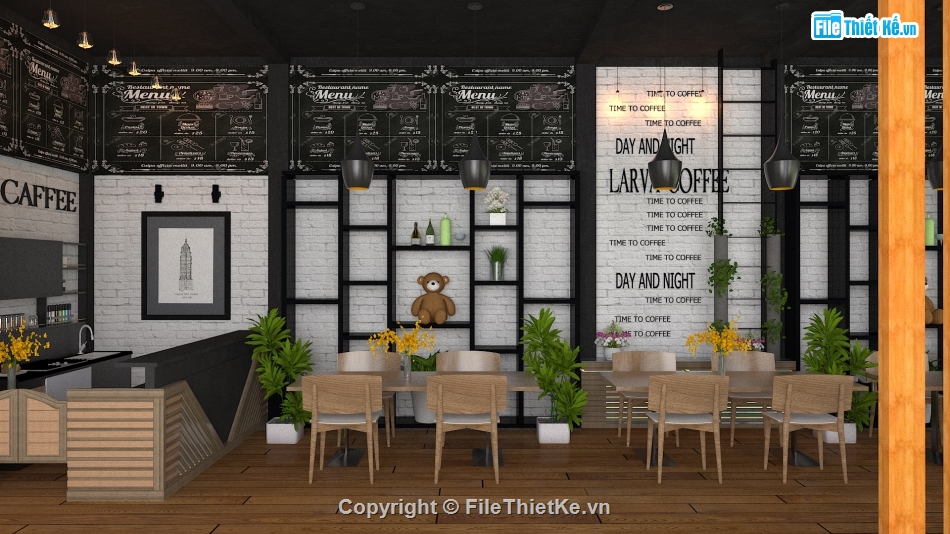 sketchup cafe,model su cafe,quán cafe sketchup