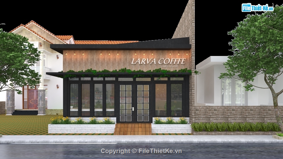 sketchup cafe,model su cafe,quán cafe sketchup