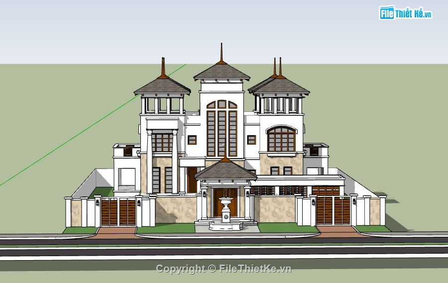 Lâu đài 3 tầng file su,biệt thự lâu đài,biệt thự lâu đài 3 tầng,file sketchup lâu đài