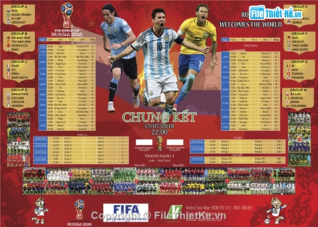 Lịch World cup 2018 mẫu số 3 vector,nhận thiết kế theo yêu cầu,thiết kế lịch đẹp,cơ sở thiết kế tranh