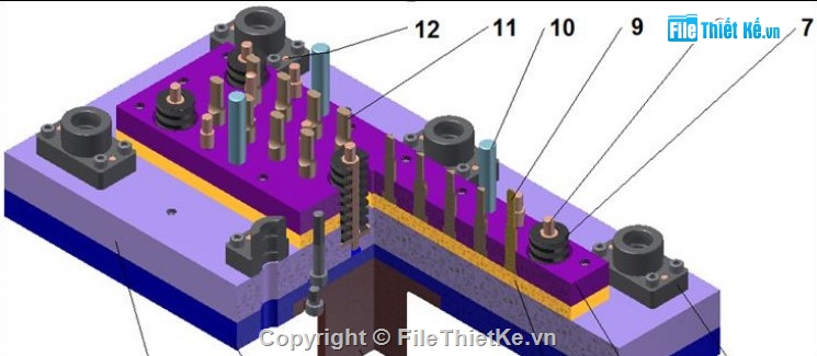 thiết kế khuôn dập lỗ,đồ án khuôn dập thép V,khuôn dập đa năng,bản vẽ khuôn dập,đồ án cơ khí