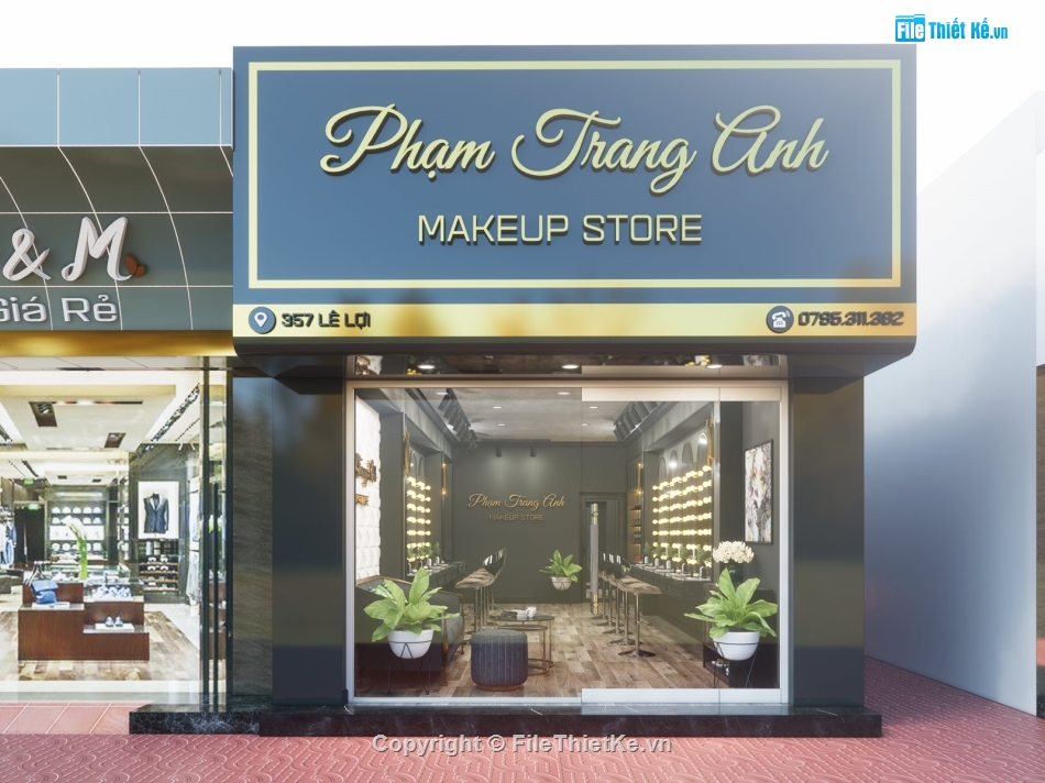 Sketchup nội thất make up,Su nội thất trang điểm,Nội thất cửa hàng make up Su,sketchup nội thất cửa hàng make up