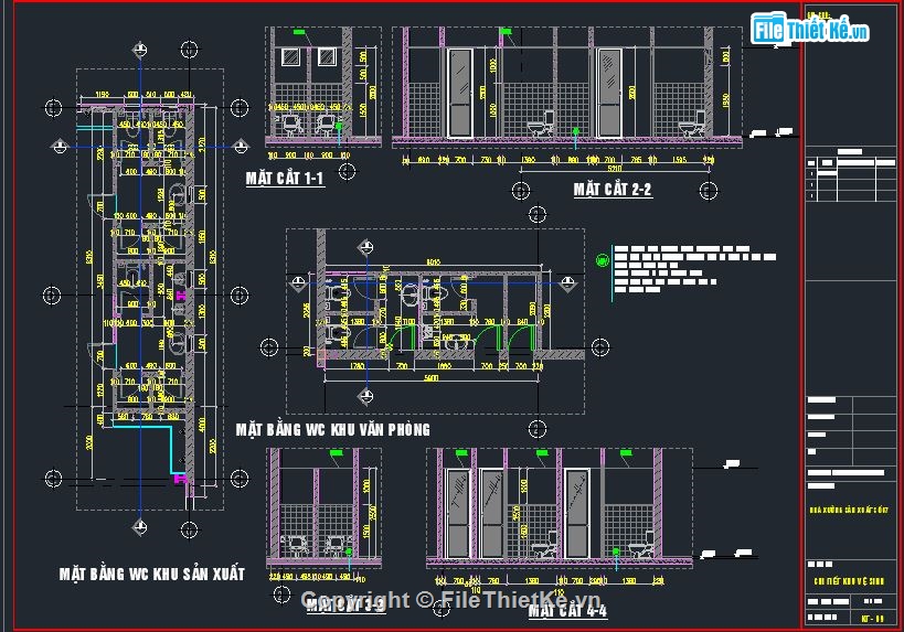 file cad mặt bằng,mặt bằng WC,WC khu sản xuất,nhà wc khu công nghiệp