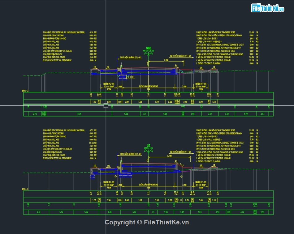 File cad Mặt cầu,mặt cắt ngang,kết cấu áo đường,Mặt cắt ngang cầu Măng Thít