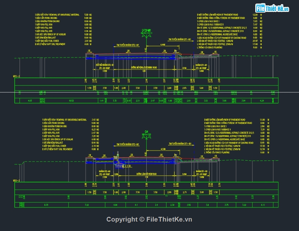 File cad Mặt cầu,mặt cắt ngang,kết cấu áo đường,Mặt cắt ngang cầu Măng Thít