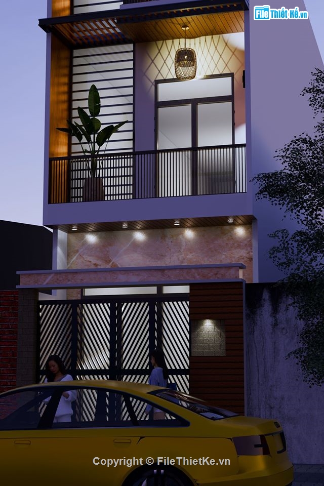 Su nhà phố 3 tầng,nhà 3 tầng su,Phối cảnh nhà mặt phố,Sketchup mẫu nhà 3 tầng
