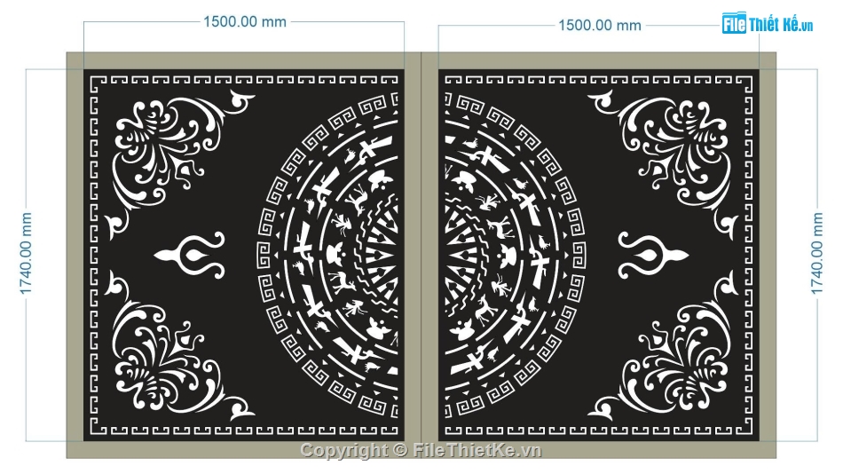 cổng trống đồng cnc,cổng dxf,file cnc cổng 2 cánh