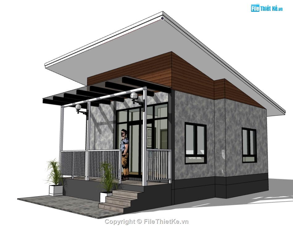 file sketchu nhà 1 tầng,nhà 1 tầng file sketchup,file sketchup nhà 1 tầng