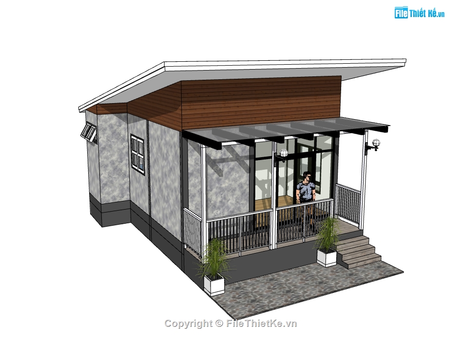 file sketchu nhà 1 tầng,nhà 1 tầng file sketchup,file sketchup nhà 1 tầng