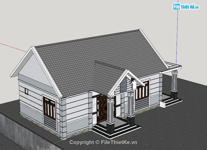 file su biệt thự 1 tầng,model 3d biệt thự 1 tầng,biệt thự 1 tầng file su,sketchup biệt thự 1 tầng,Mẫu biệt thự 1 tầng 3D,Model su biệt thự 1 tầng