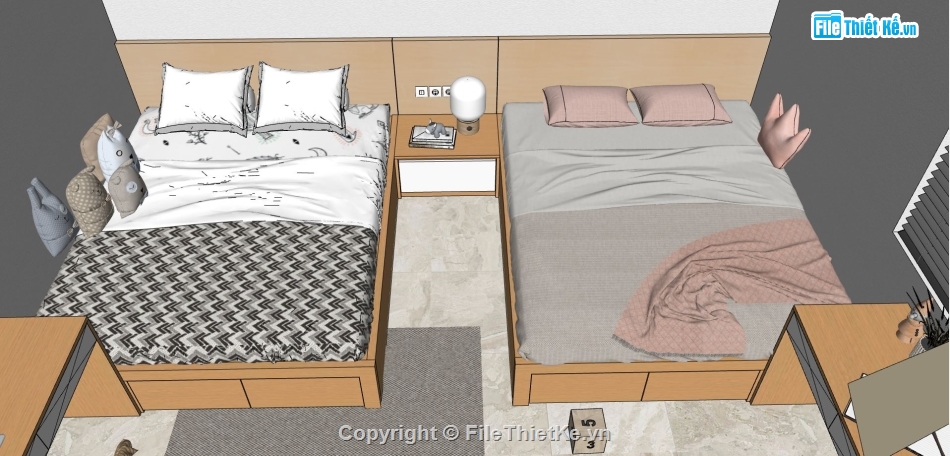 nội thất phòng ngủ,3d sketchup phòng ngủ,nội thất phòng bé,sketchup nội thất phòng ngủ