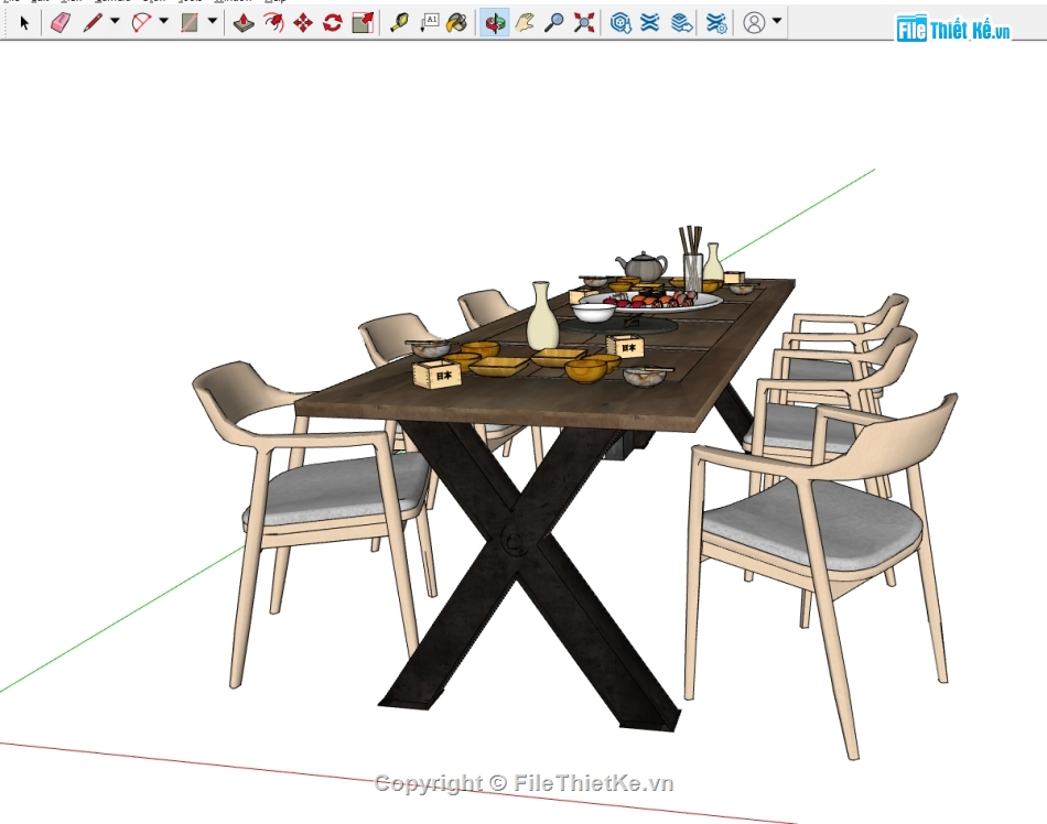 file sketchup bàn ghế,sketchup bàn ghế,sketchup bàn ăn,bàn ghế phòng ăn