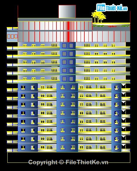 kiến trúc nhà cao tầng,nhà cao tầng,bản vẽ kiến trúc,Mẫu bản vẽ 18 tầng,mặt đứng nhà cao tầng