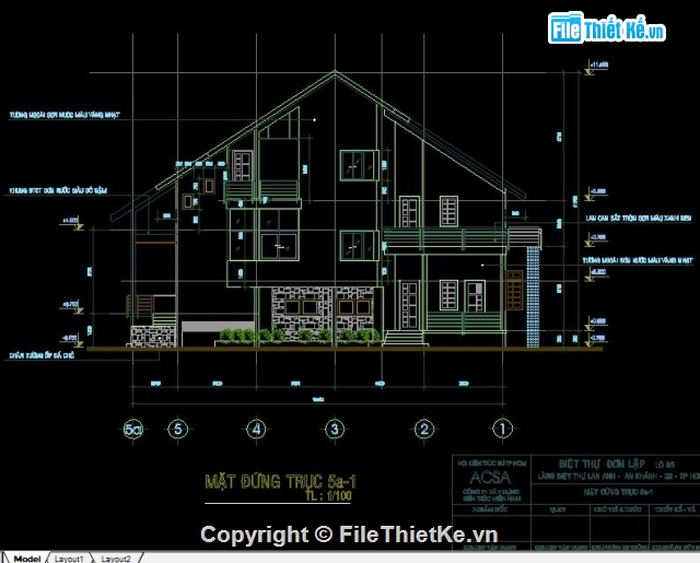 bản vẽ biệt thự,kiến trúc mái thái,nhà 2 tầng,nhà 2 tầng đẹp