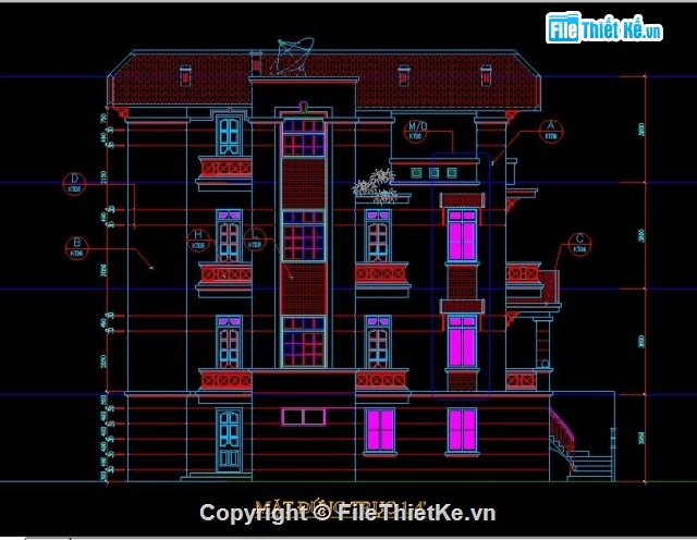 bản vẽ nhà ống,thiết kế nhà 4 tầng,kiểu dáng biệt thự,nhà 6.5 x 14.5m