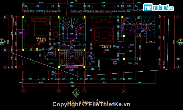 bản vẽ nhà ống,thiết kế nhà 4 tầng,kiểu dáng biệt thự,nhà 6.5 x 14.5m