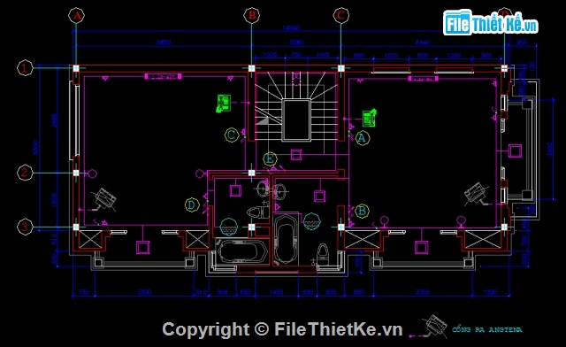 sơ đồ hệ thống điện,điện nhà 4 tầng,bản vẽ điện nhà phố